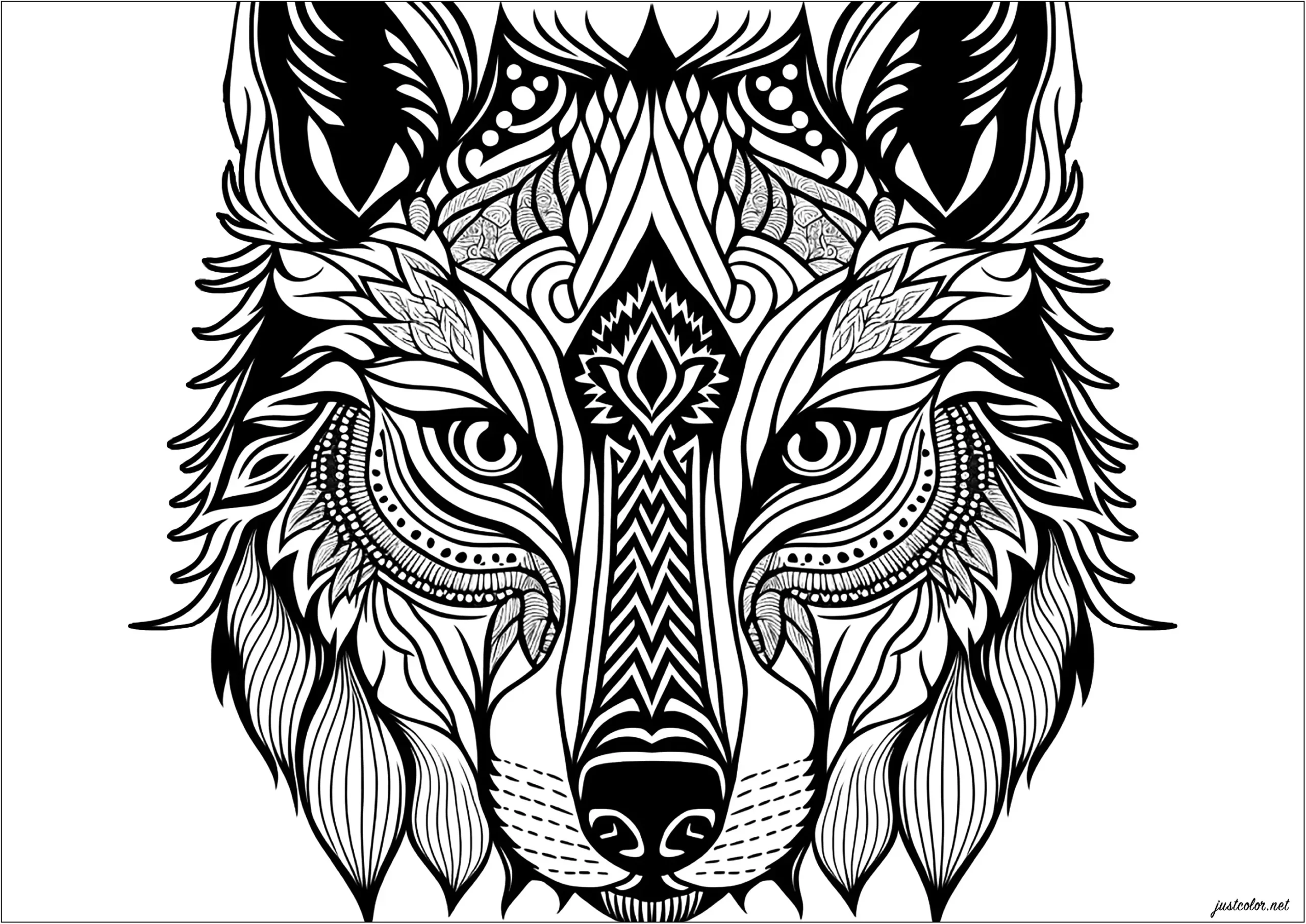 Printable Wolf Mandala Coloring Sheet Printable Wolf Mandala Coloring Sheet