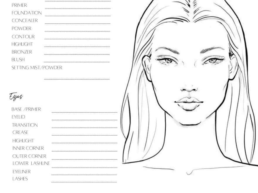 Makeup Face Chart Face Chart Practice Sheets Printable Make Up Practice Sheets Blank Face Chart Printable Blank Make Up Chart Download Etsy