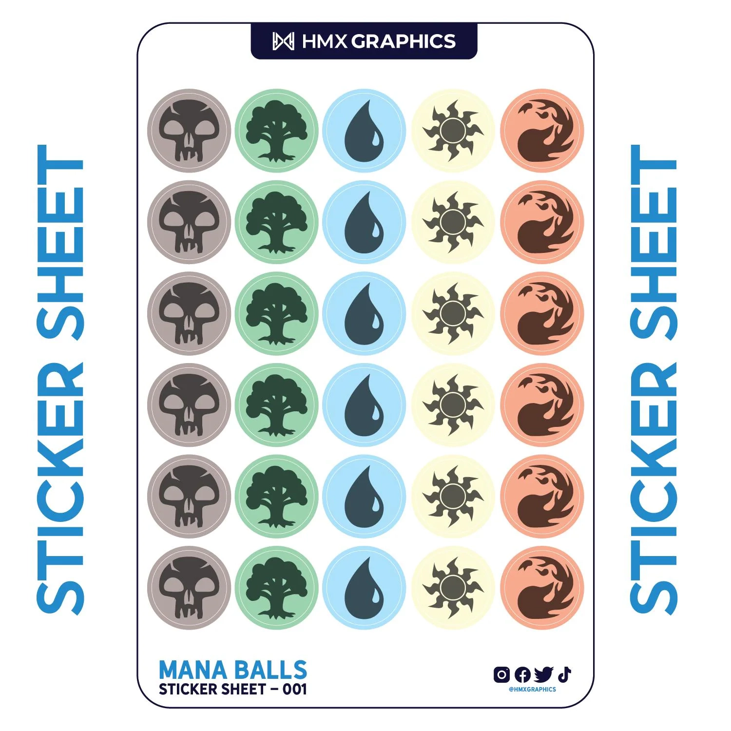 Mana Balls Sticker Sheet MTG Stickers Magic The Gathering Stickers Swamp Forest Island Plains Mountain Stickers MTG Labels Etsy
