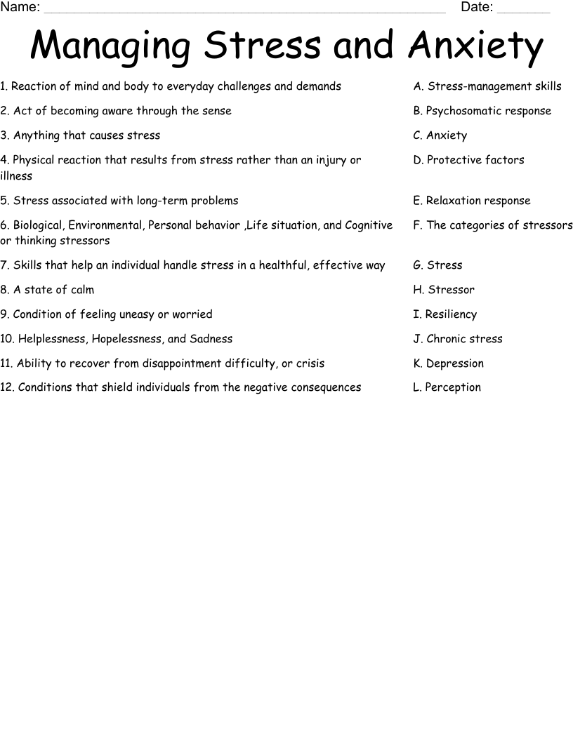 Stress Management Quiz Printable