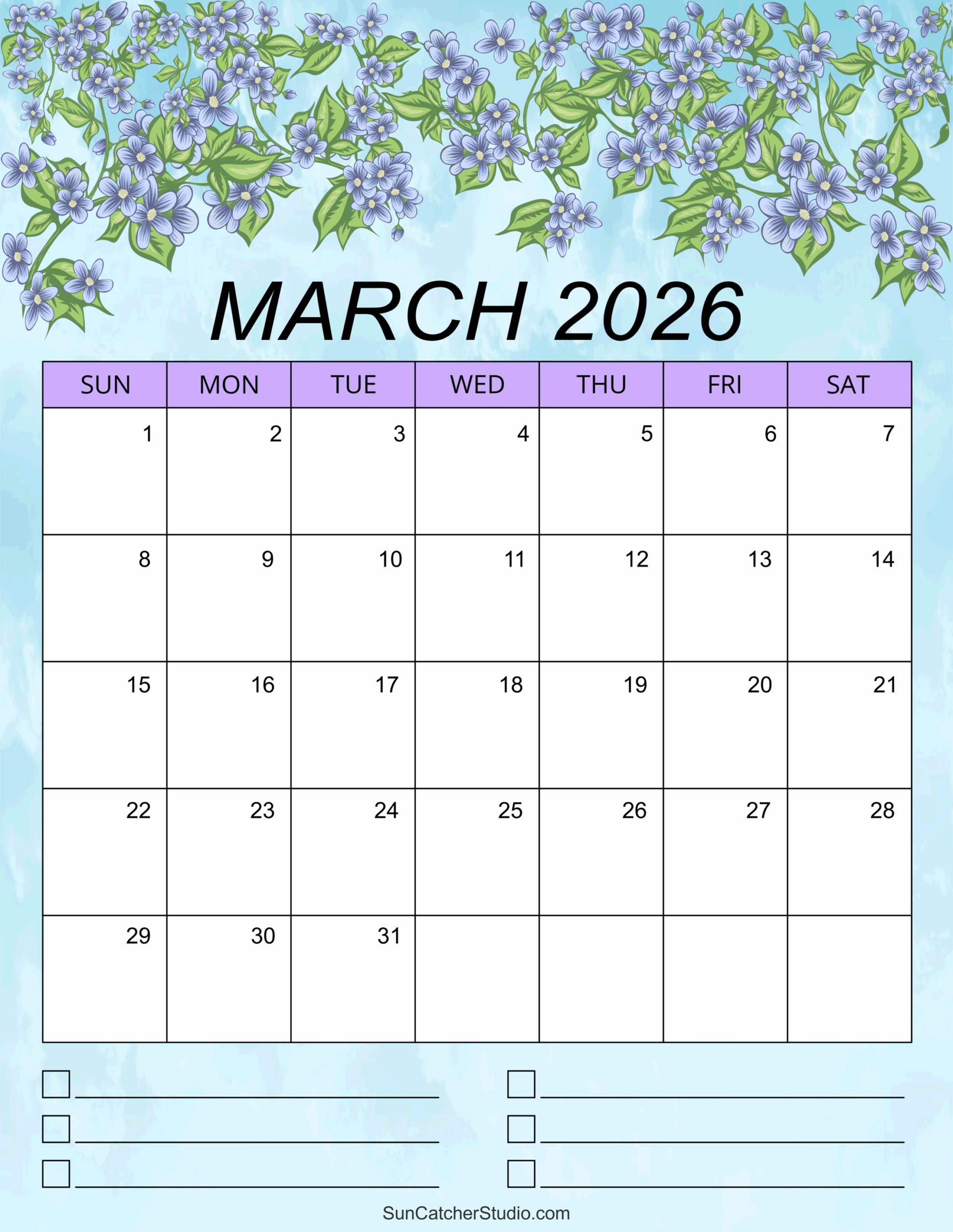 Planner March 2026 Printable