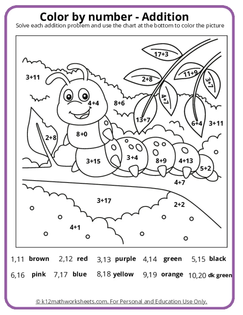 Printable Multiplication Facts Coloring Sheets
