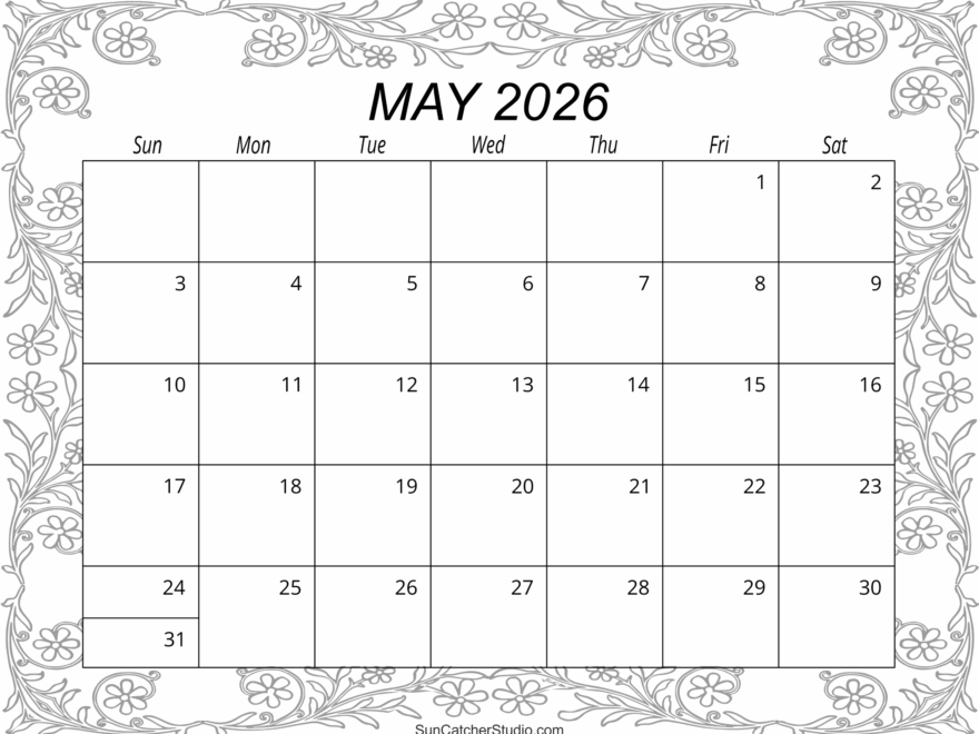 May 2026 Calendar Free Printable Free Printables Monograms Design Tools Patterns DIY Projects