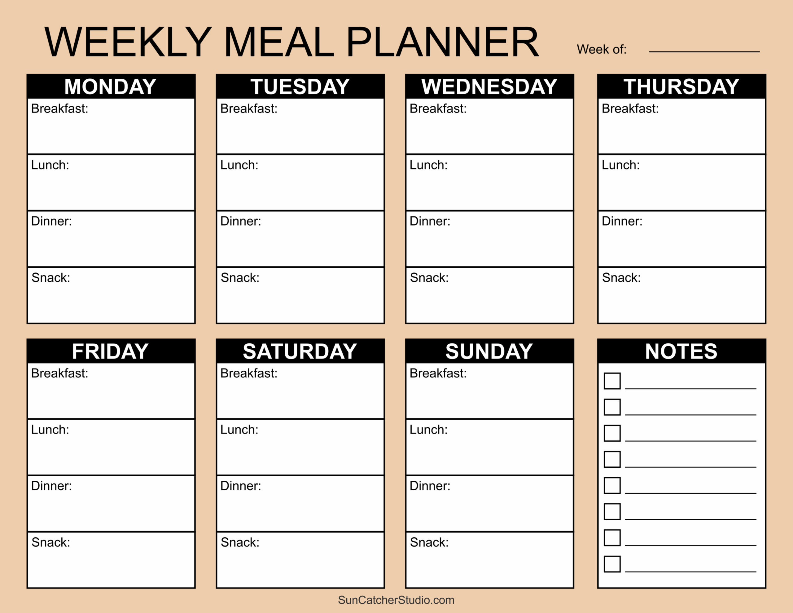 Free Printable Blank Weekly Menu Planner Free Printable Blank Weekly Menu Planner