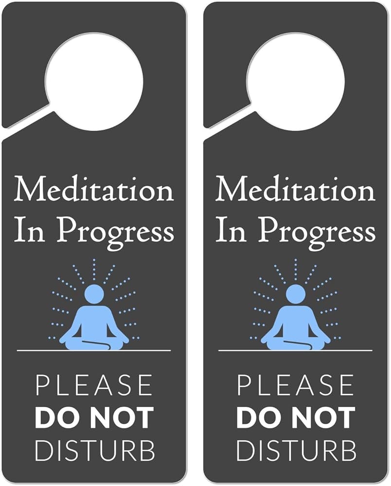 Meditation Sign For Door 2 Pack Printed On Both Sides 9 3 x3 5 PVC Plastic Meditation Sign Meditation Door Hanger Meditation Decor Do Not Disturb Sign Meditation Decor For Room Amazon in Office Products
