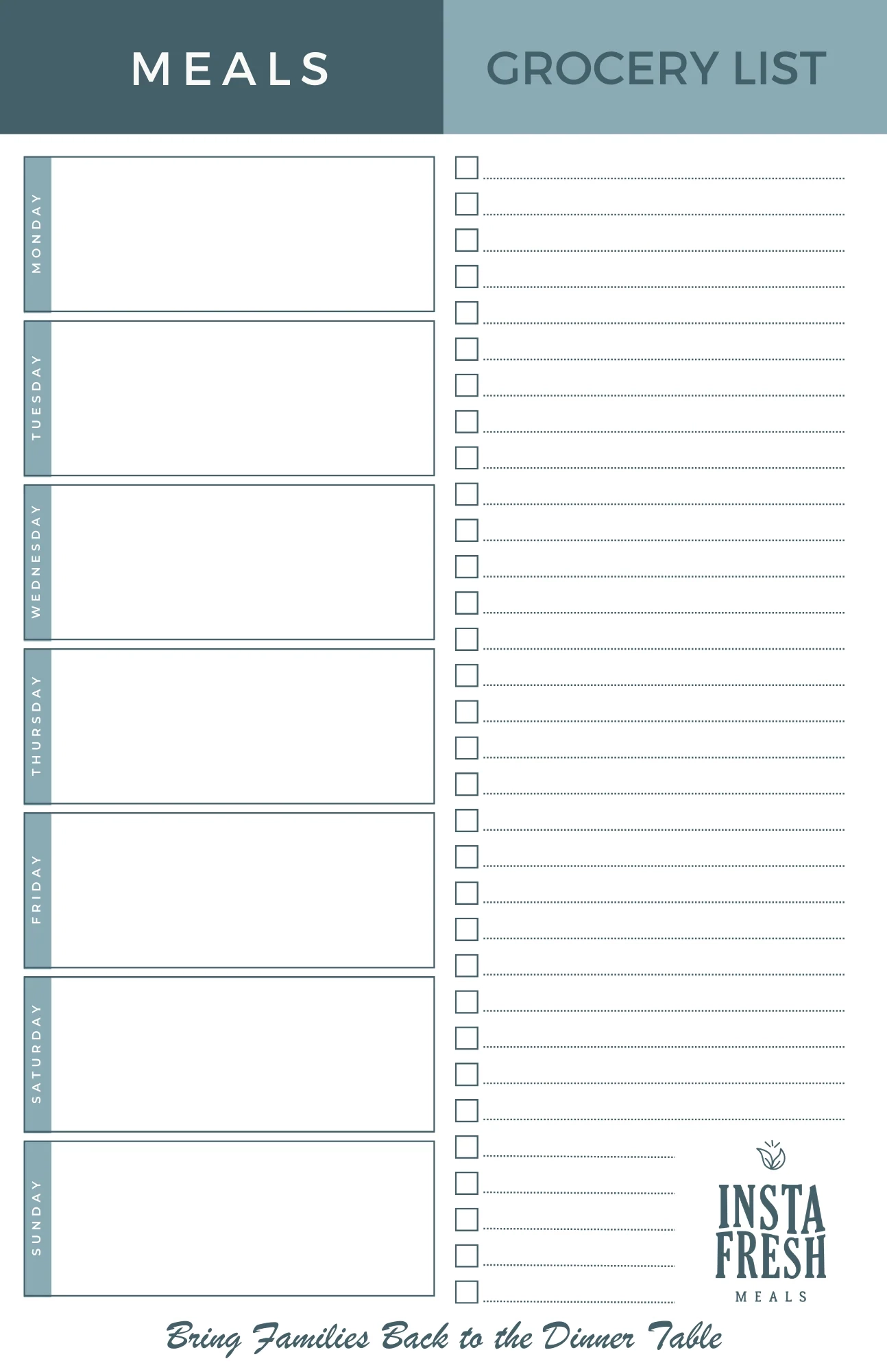 Menu Planner Pamphlet With Tear Out Grocery List 20 Pages InstaFresh Meals Menu Planner Pamphlet With Tear Out Grocery List 20 Pages InstaFresh Meals