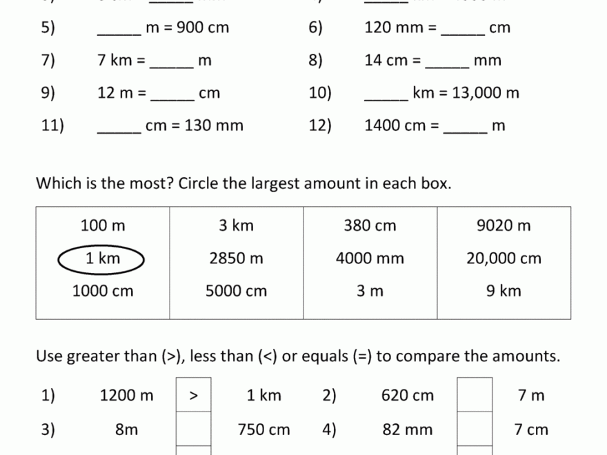 Metric Conversion Worksheet