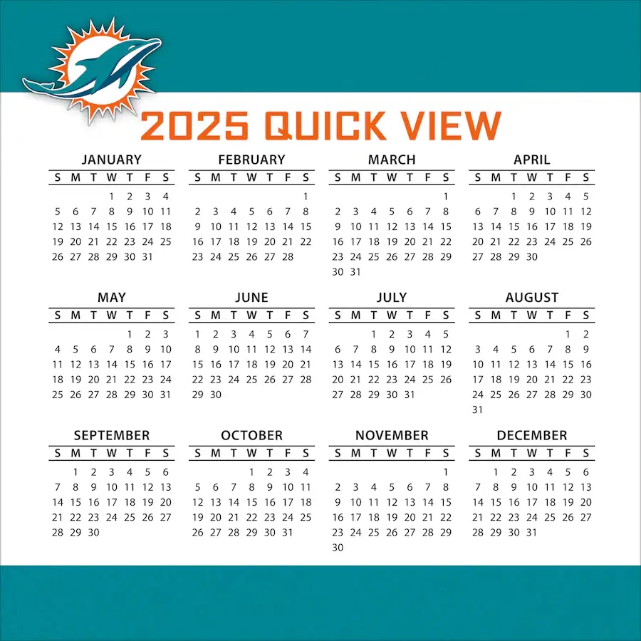 Miami Dolphins 2026 Schedule Printable