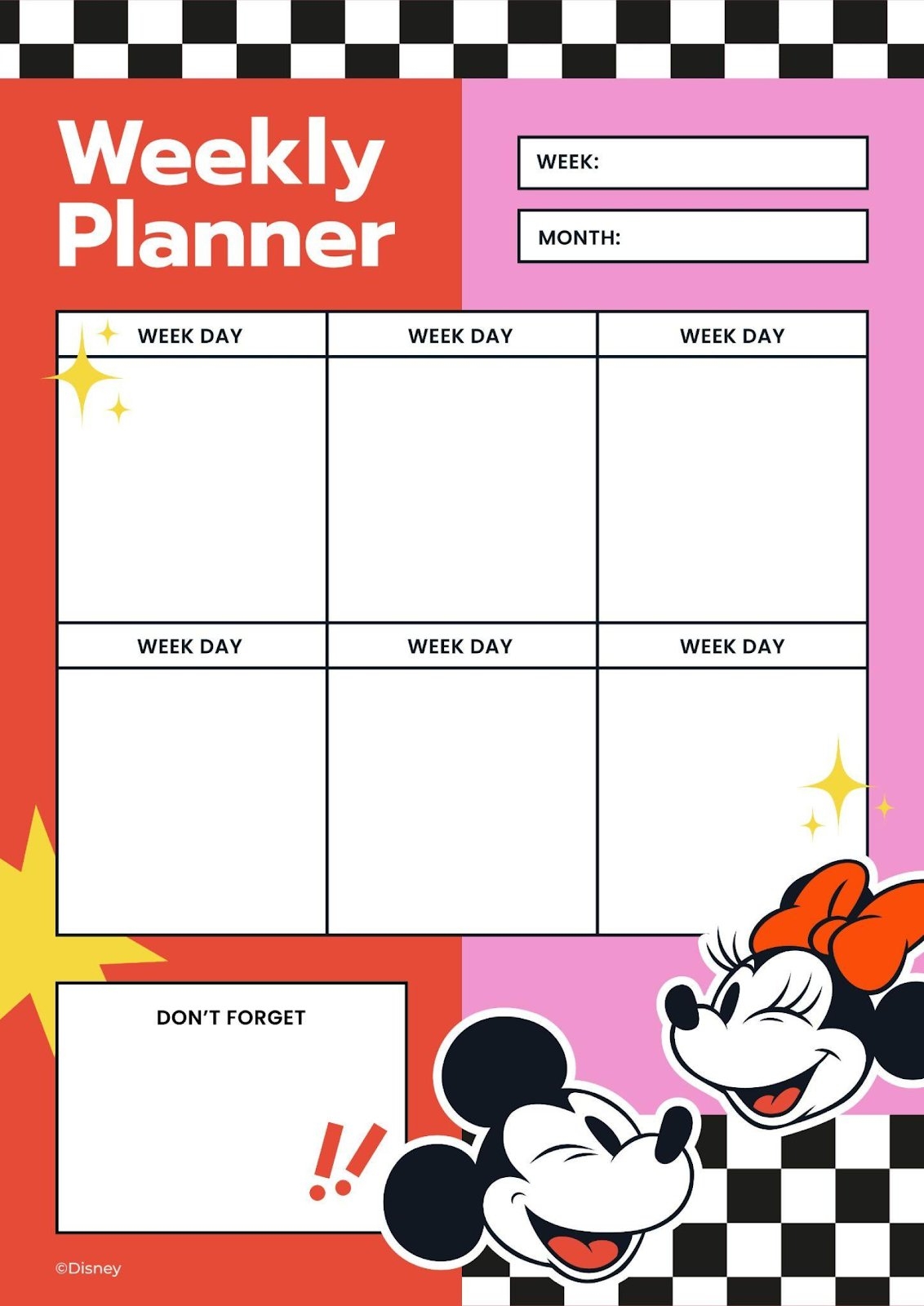 Mickey And Minnie Mouse Weekly Planner Template Mickey And Minnie Mouse Weekly Planner Template