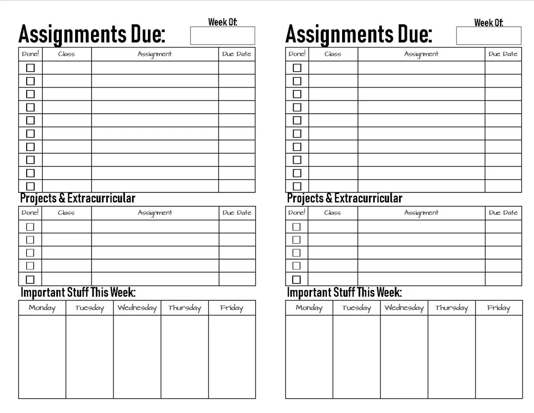 Middle School high School Student Planner Half Size Printable Etsy Middle School high School Student Planner Half Size Printable Etsy