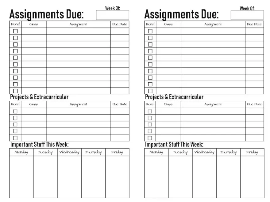 Middle School high School Student Planner Half Size Printable Etsy