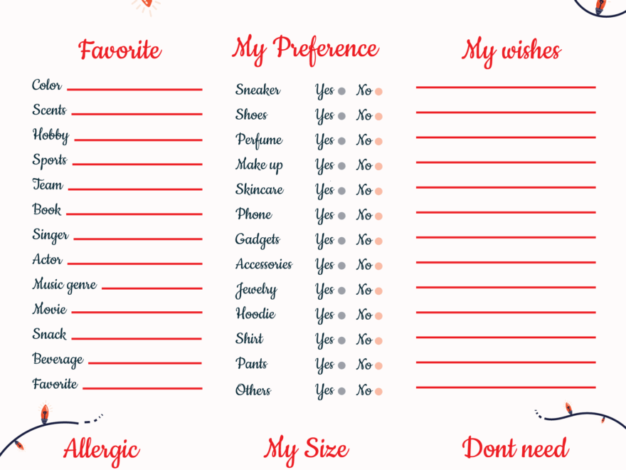 Minimalist Christmas Wish List Template WordLayouts