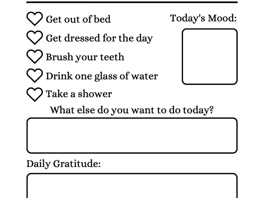 Minimalist Daily Depression Checklist Worksheet Printable Etsy