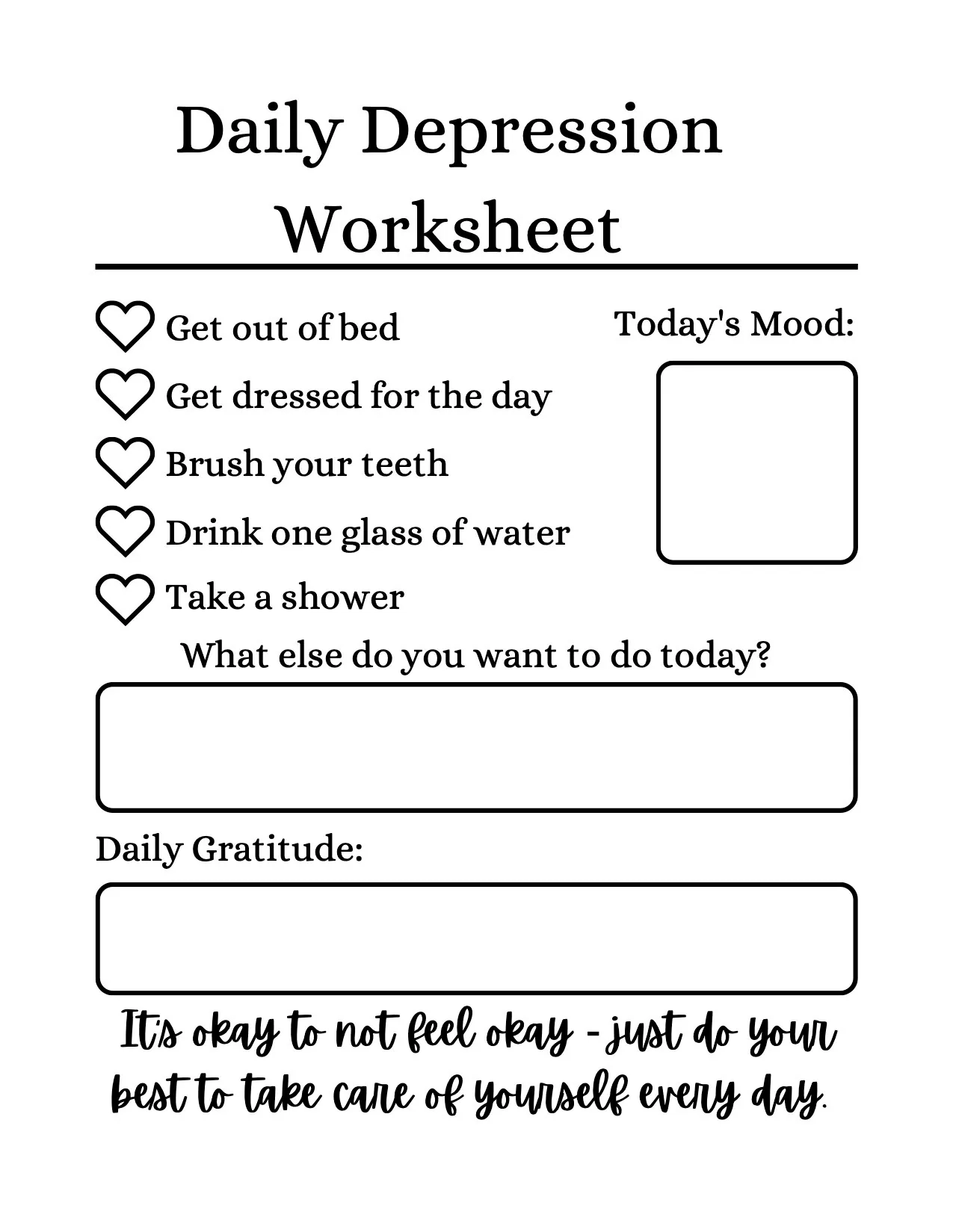 Minimalist Daily Depression Checklist Worksheet Printable Etsy Minimalist Daily Depression Checklist Worksheet Printable Etsy