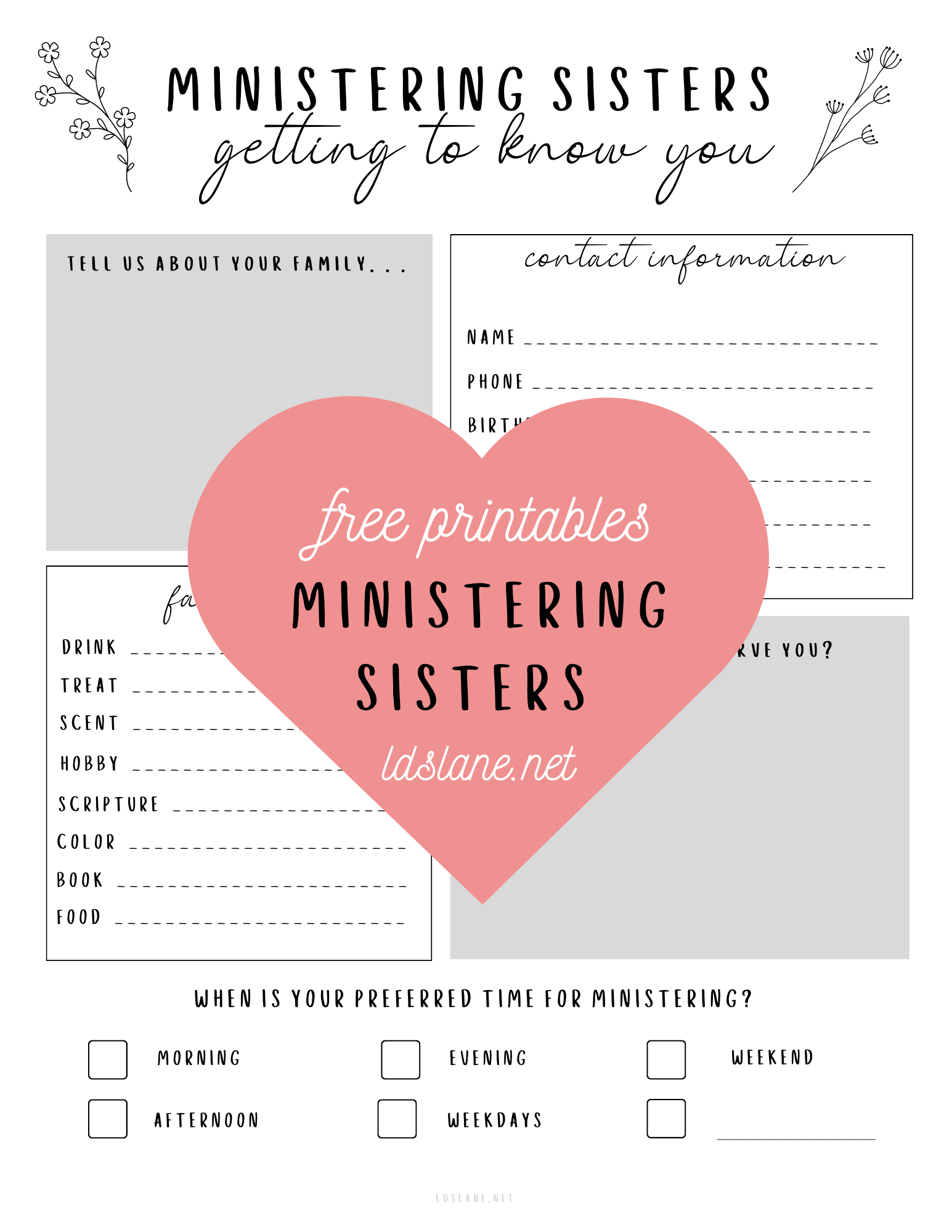 Ministering Sisters Printables Ministering Sisters Printables