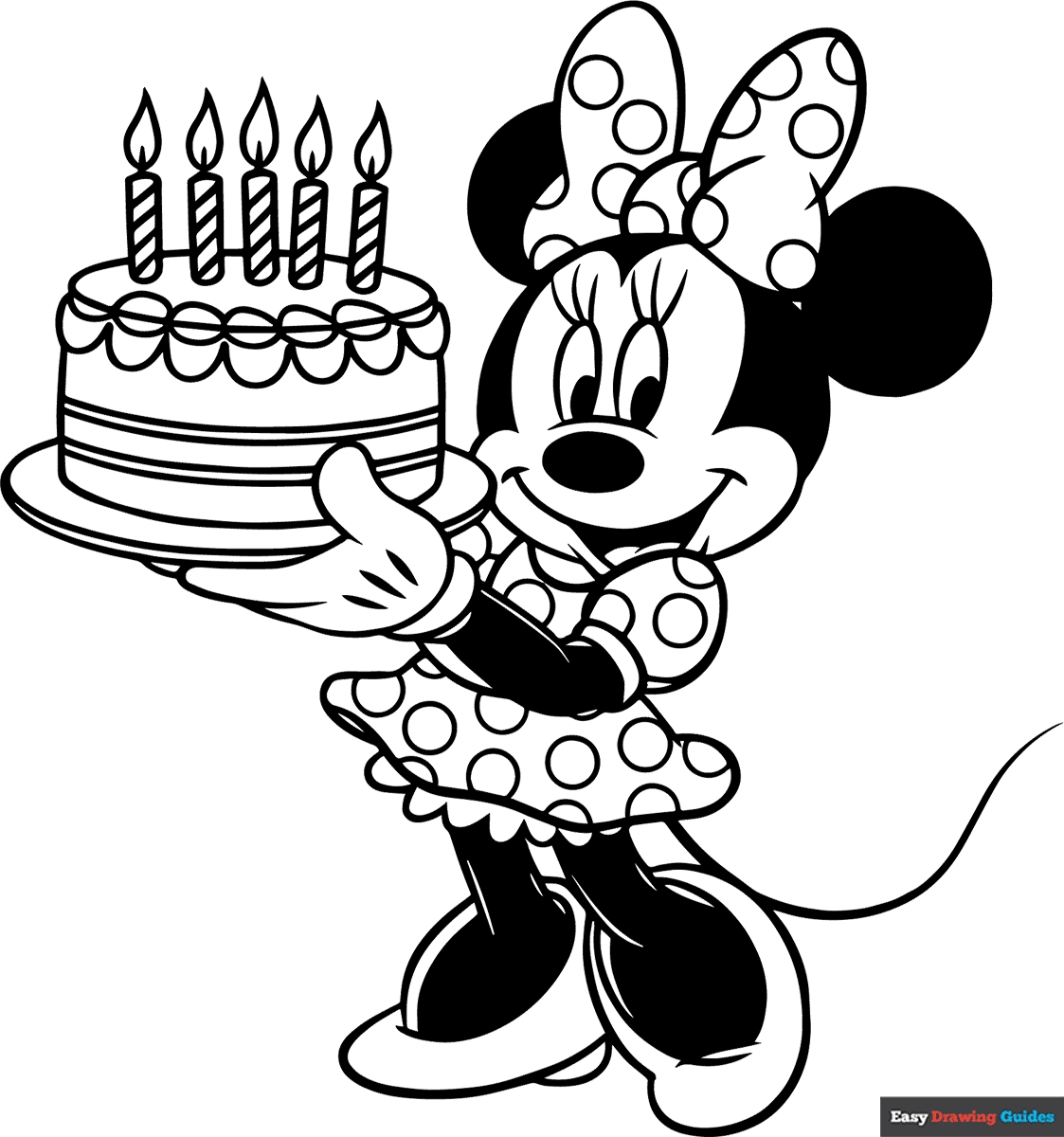 Minnie Mouse Holding A Cake Coloring Page Easy Drawing Guides Minnie Mouse Holding A Cake Coloring Page Easy Drawing Guides