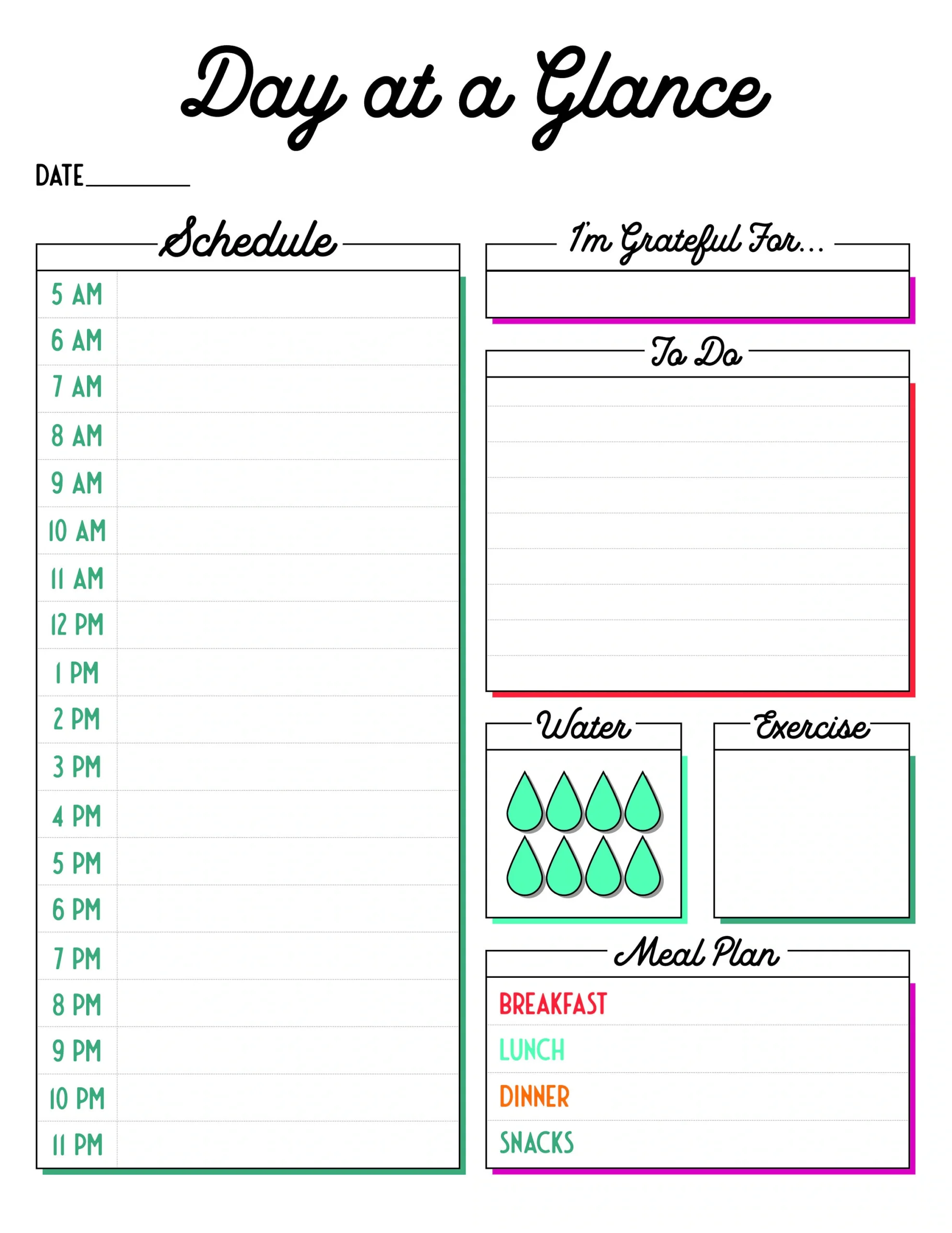 Month At A Glance Day At A Glance Printable Planner Pages Daily Schedule Daily To Do List Monthly Overview PDF Instant Download Etsy
