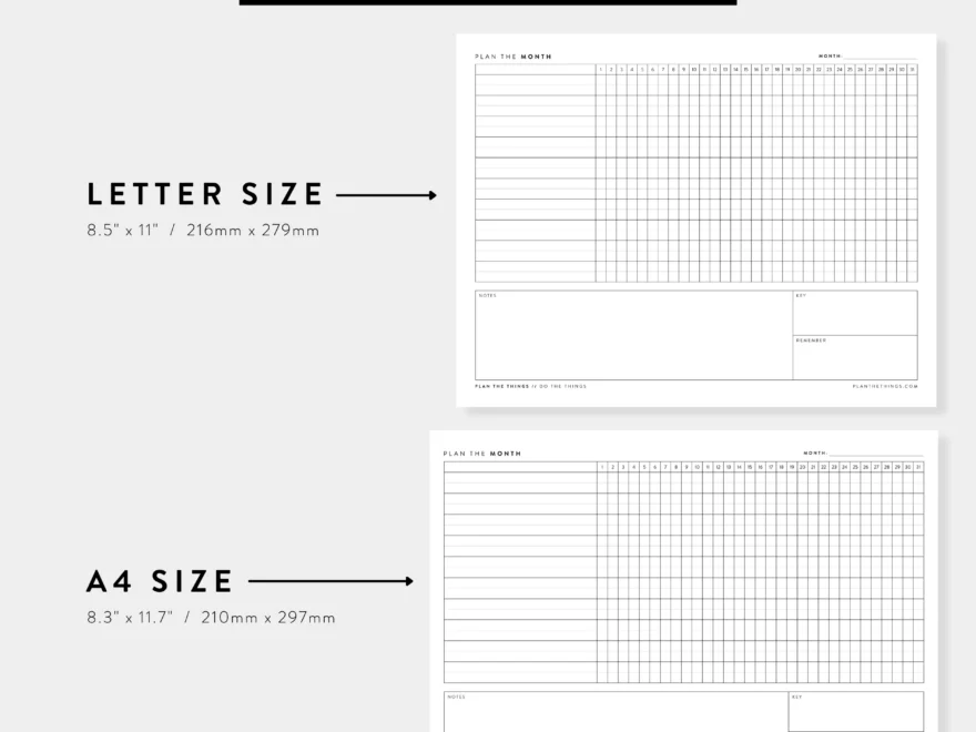 Monthly Habit Tracker Project Timeline Printable Planner Inserts A4 Plan The Things