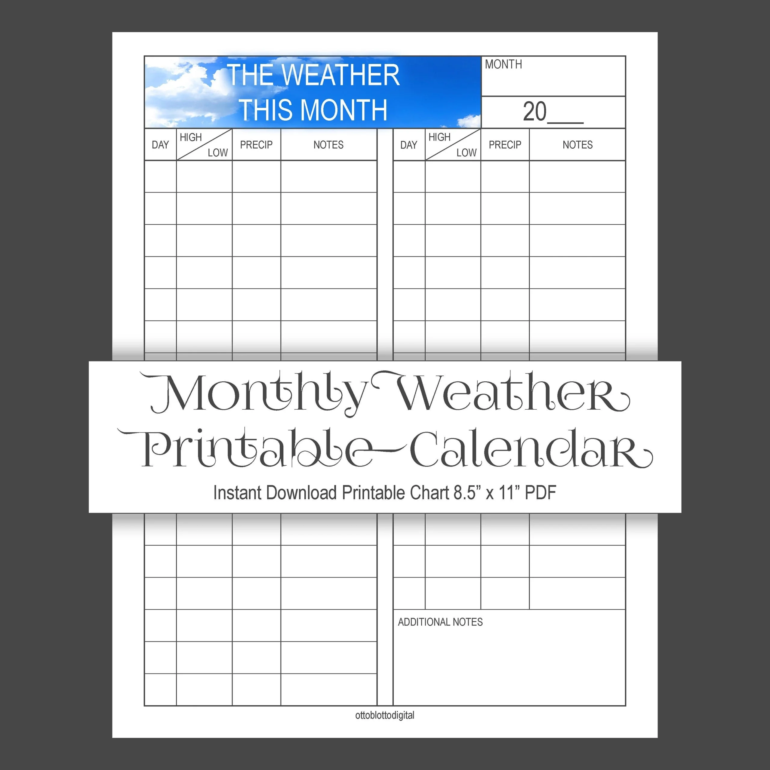 MONTHLY WEATHER CALENDAR Printable Weather Log Weather Journal Instant Download Digital Download Blue Sky Children And Adults Etsy MONTHLY WEATHER CALENDAR Printable Weather Log Weather Journal Instant Download Digital Download Blue Sky Children And Adults Etsy