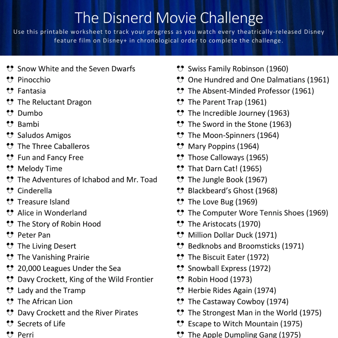 Full List Of Disney Movies Printable Full List Of Disney Movies Printable