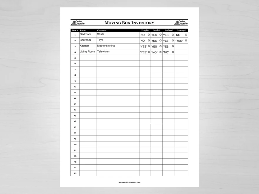 Moving Box Inventory PDF Printable Checklist With Dropdown List To Track Your Items During Your Move digital Download Etsy