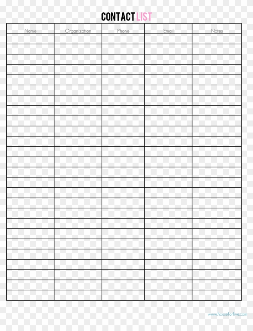 Moving Contact List 0 1 237 1 600 Pixels Household Blank Printable Sign In Sheet Template Clipart 2793273 PikPng