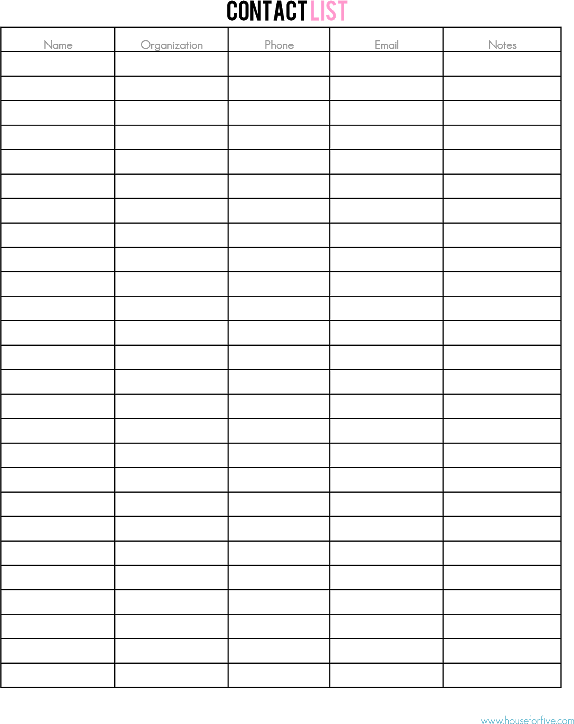 Moving Contact List 0 1 237 1 600 Pixels Household Blank Printable Sign In Sheet Template Clipart Large Size Png Image PikPng