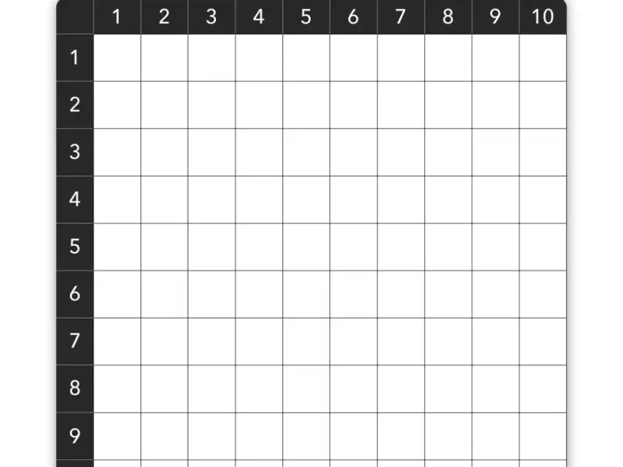 Multiplication Chart 1 10 Blank BW Chart ClassCrown