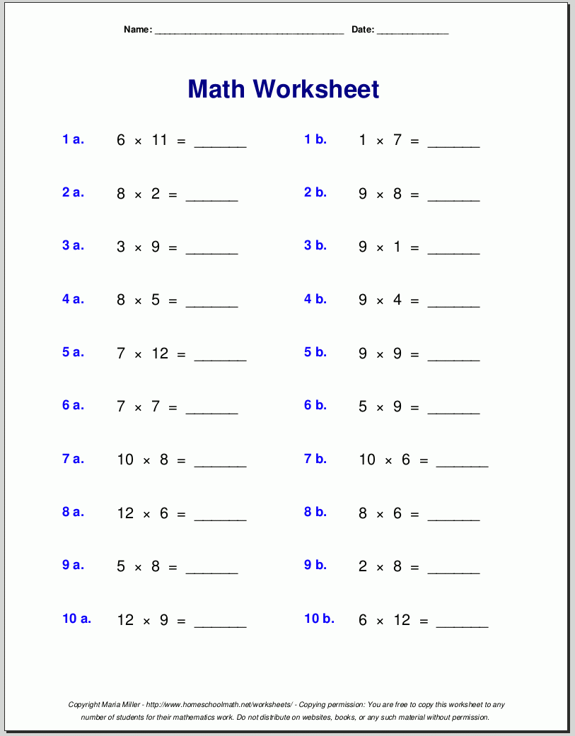 Multiplication Worksheets For Grade 3 Multiplication Worksheets For Grade 3