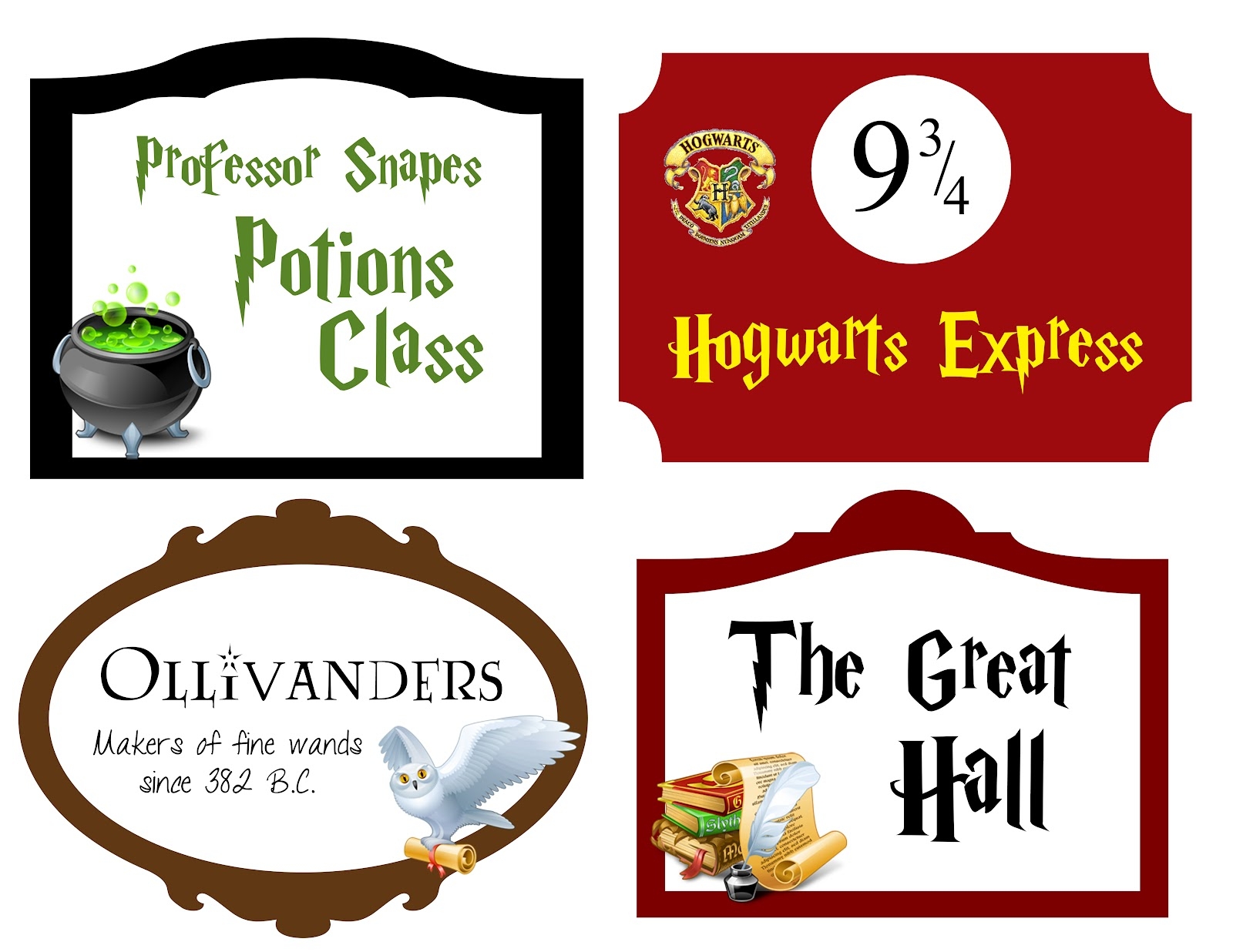 Free Printable Harry Potter Signs