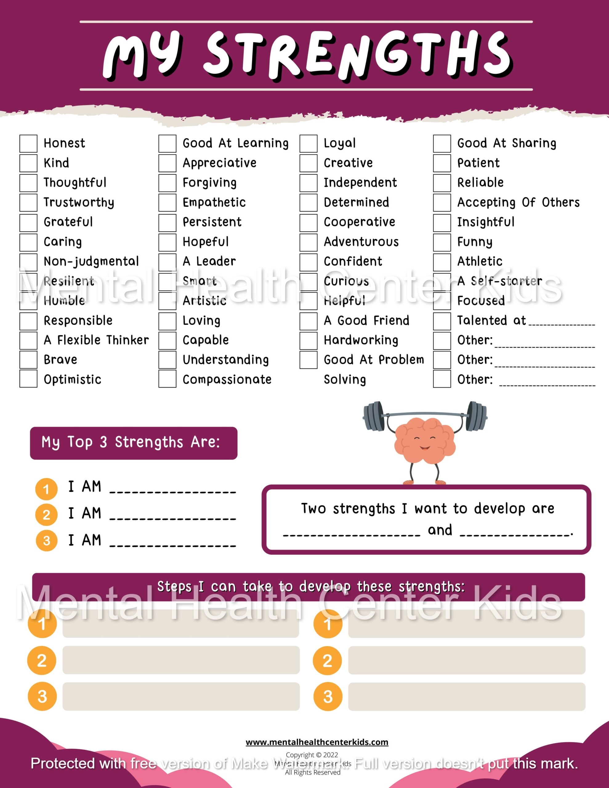 My Strengths Worksheet Worksheets Library