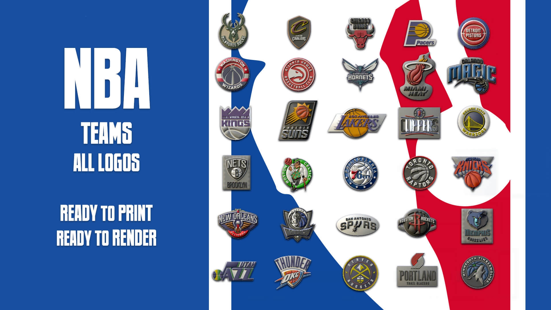 NBA All Teams Logos Printable And Renderable 3D Model By Danyelon