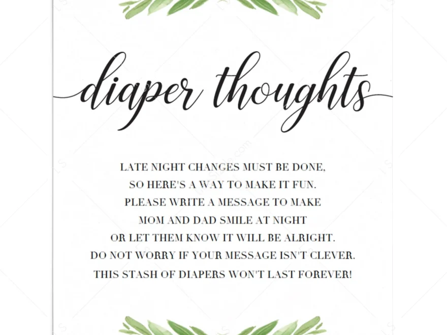 Neutral Shower Diaper Thoughts Sign Printable Funny Shower Games LittleSizzle