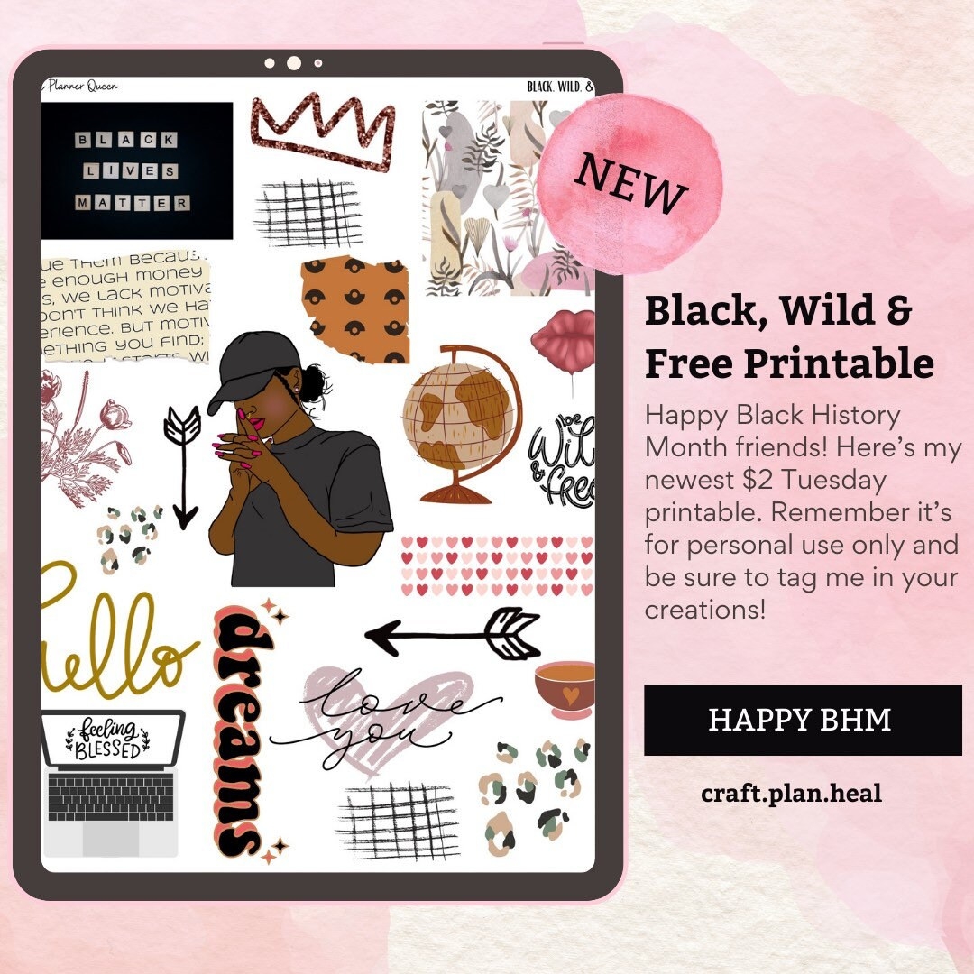 NEW Black History Stickers Printable Clipart Digital Journaling Stickers Printable Instant Download Happy Planner Passion Planner A5 Etsy