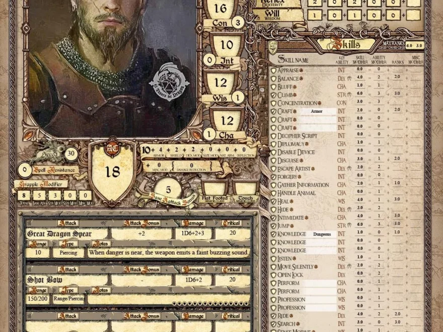 New Character Sheet For DnD 3 5 R DungeonsAndDragons
