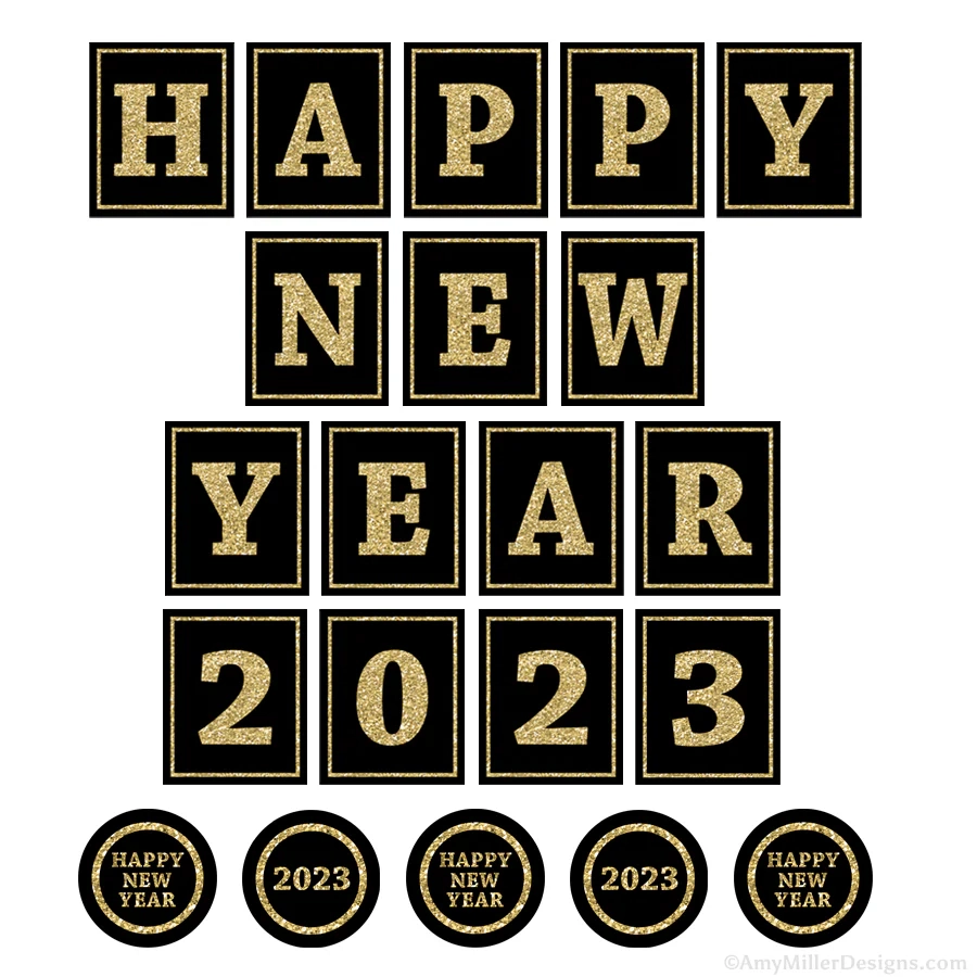New Years Eve 2023 Banner And Circle Tags Instant Download Amy Miller Designs