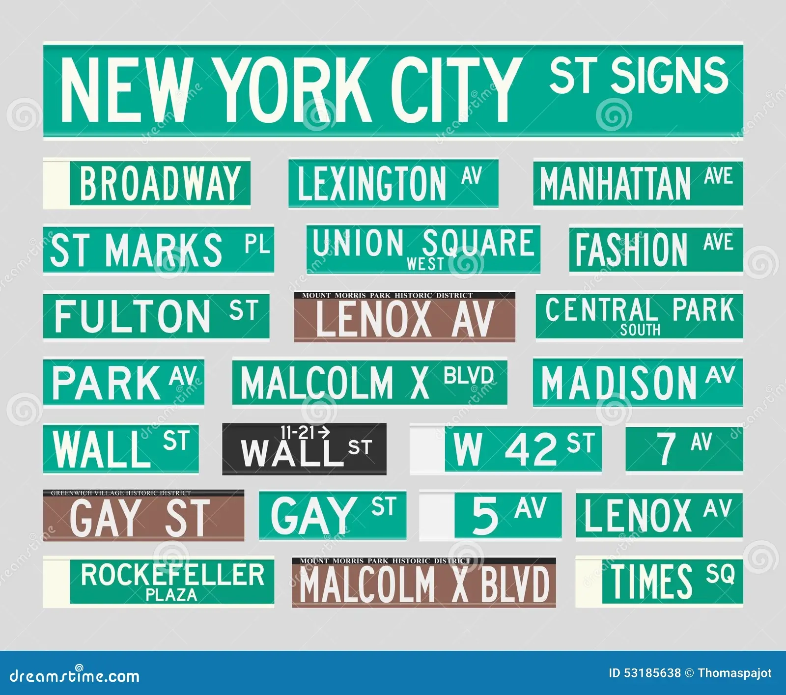New York Street Signs Stock Vector Illustration Of Plaza 53185638