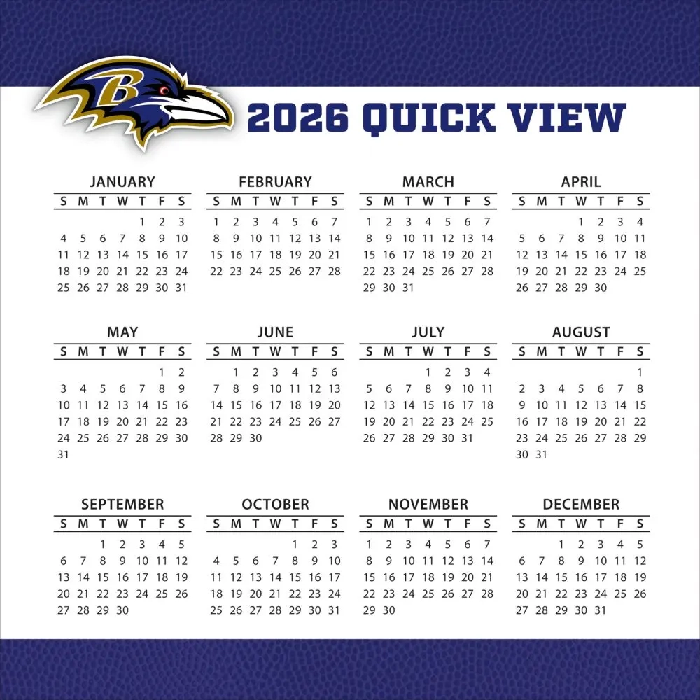 NFL Baltimore Ravens 2026 Desk Calendar Calendars NFL Baltimore Ravens 2026 Desk Calendar Calendars