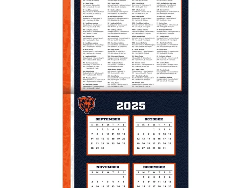 NFL Chicago Bears 2026 Wall Calendar Calendars