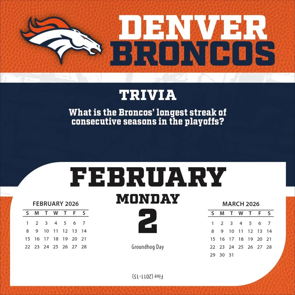 NFL Denver Broncos 2026 Desk Calendar Calendars NFL Denver Broncos 2026 Desk Calendar Calendars