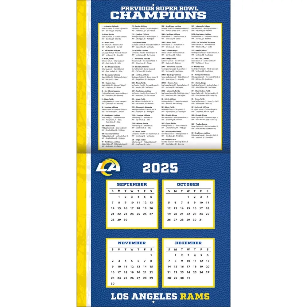 NFL Los Angeles Rams 2026 Wall Calendar Calendars NFL Los Angeles Rams 2026 Wall Calendar Calendars