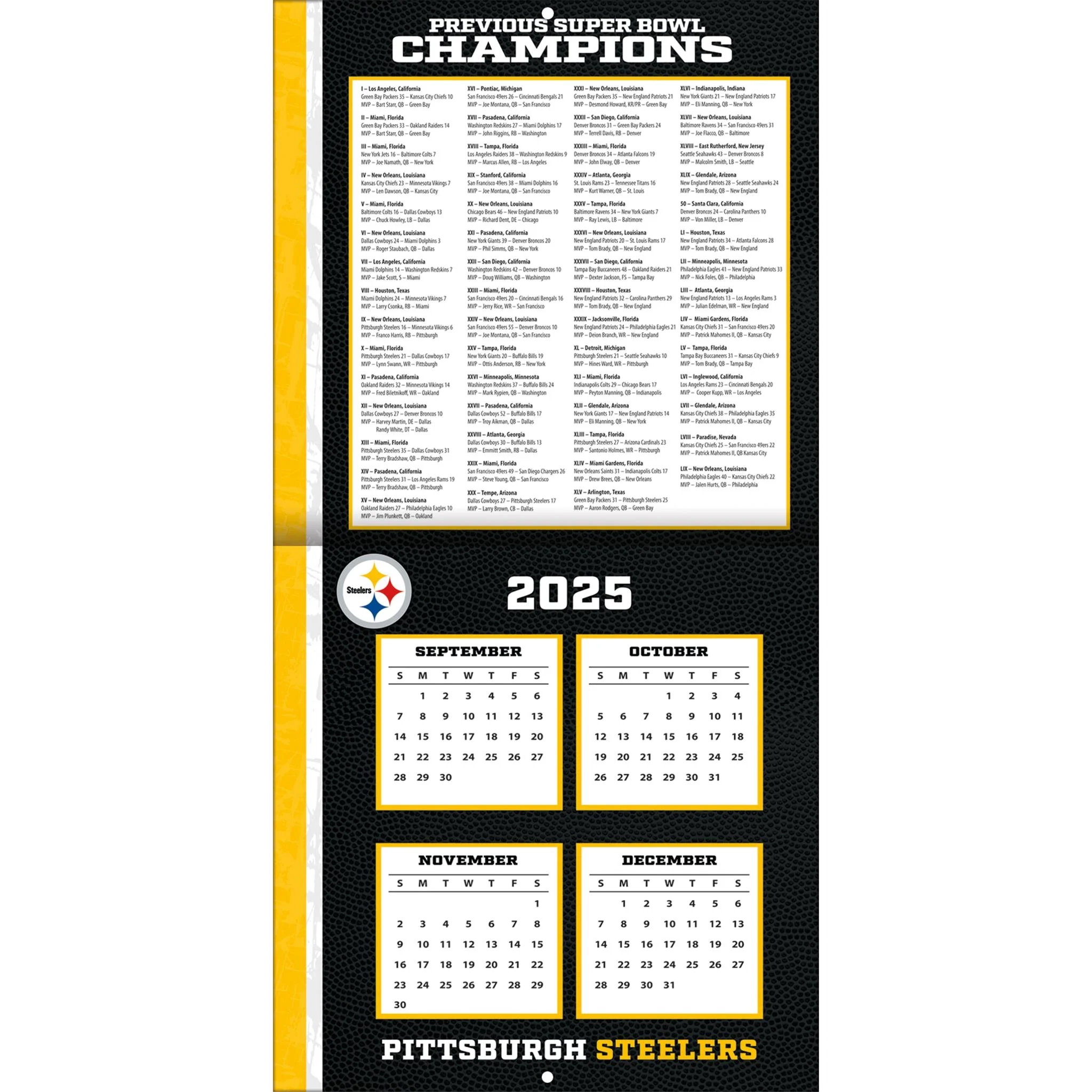 NFL Pittsburgh Steelers 2026 Mini Calendar Online Only