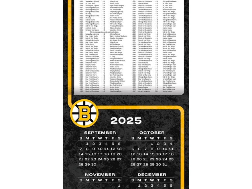 NHL Boston Bruins 2026 Wall Calendar