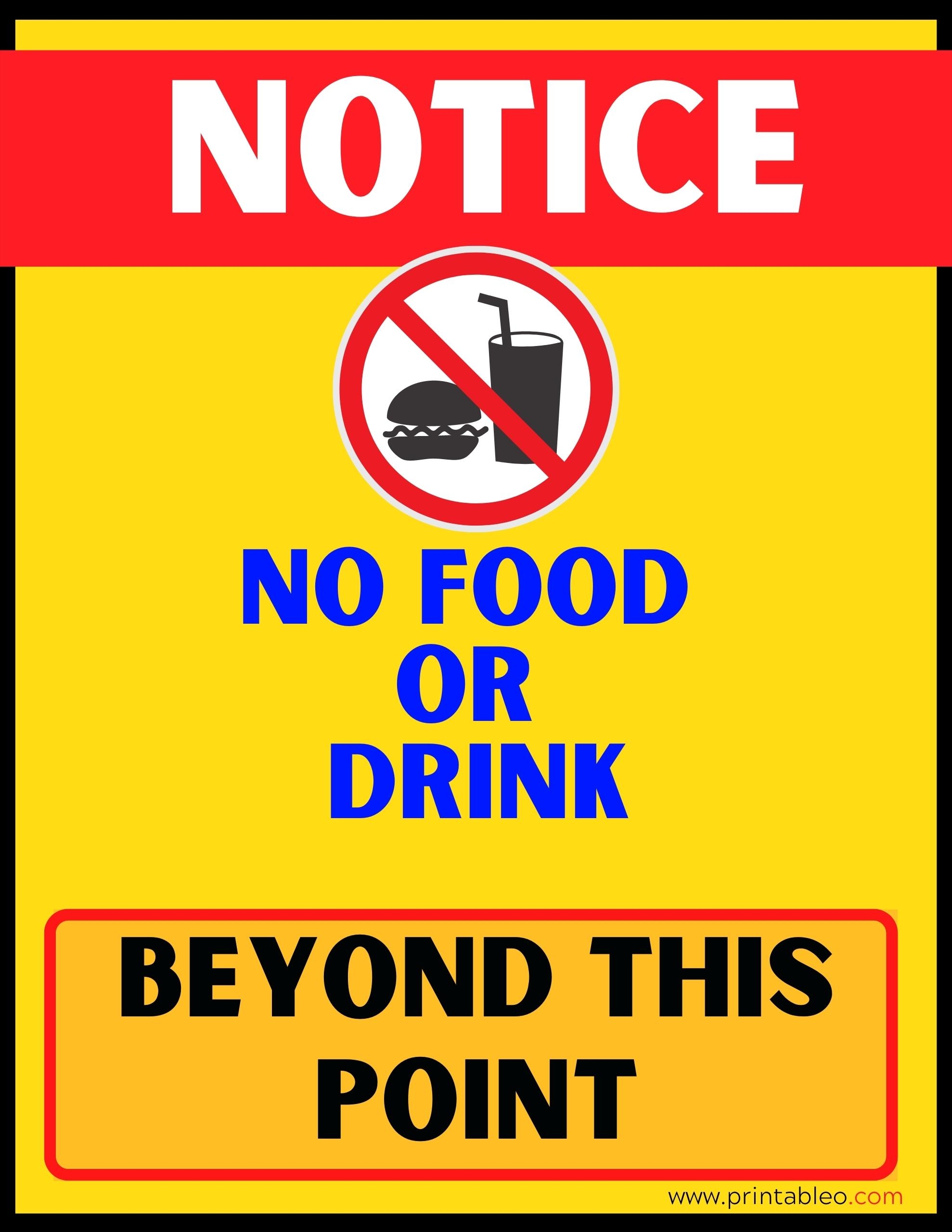No Food Or Drinks Beyond This Point Printable Sign Printable Signs