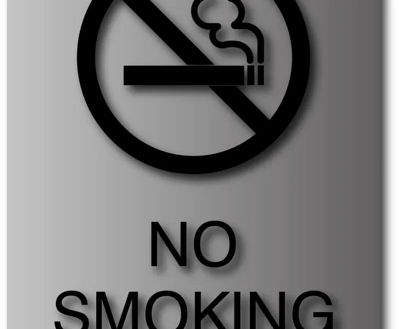 No Smoking Symbol ADA Signs With Braille In Brushed Aluminum ADA Sign Depot