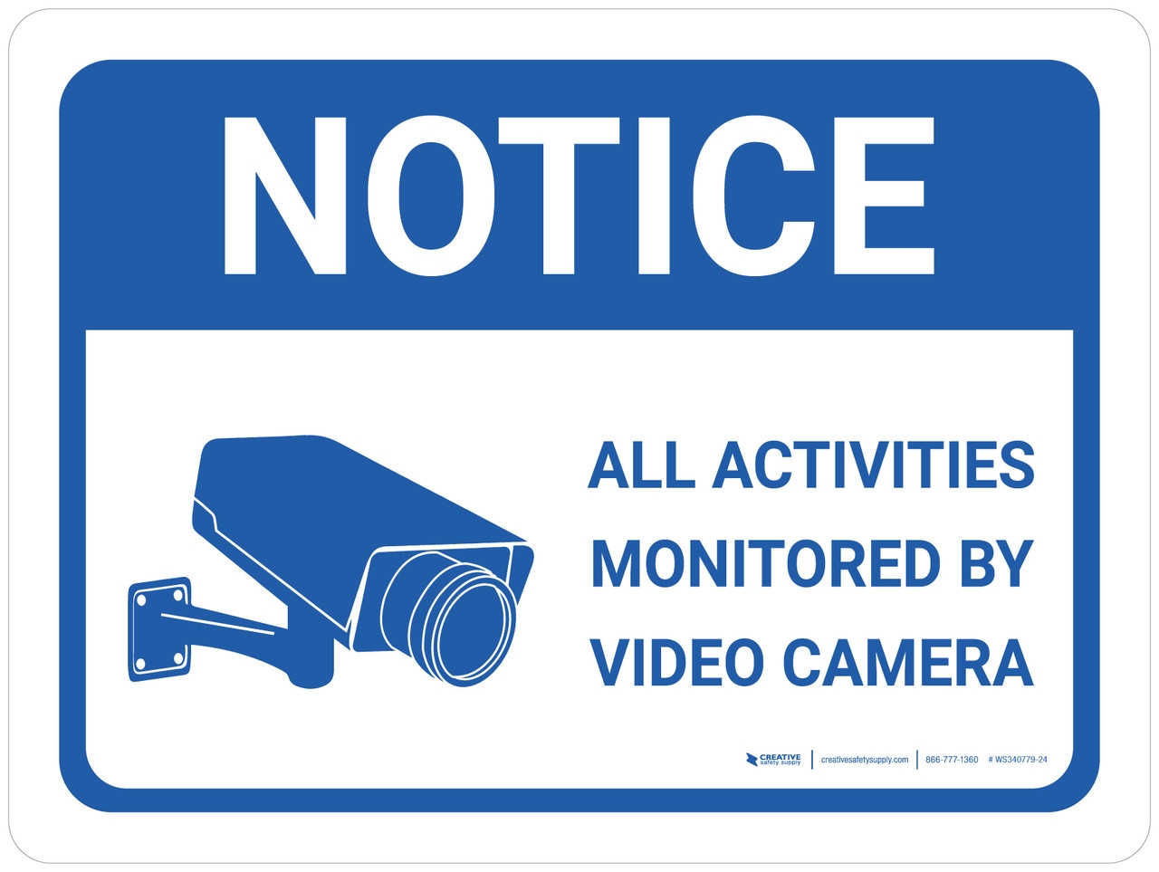 Notice Activities Monitored By Video Camera Icon Landscape Wall Sign