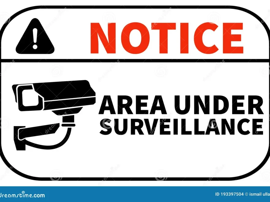 Notice Area Under Surveillance Signage Printable Free Download Illustration Sticker Stock Illustration Illustration Of Brand Surveillance 193397504