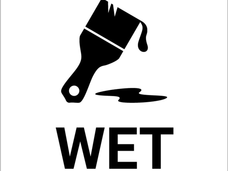 Notice Wet Paint With Icon Portrait