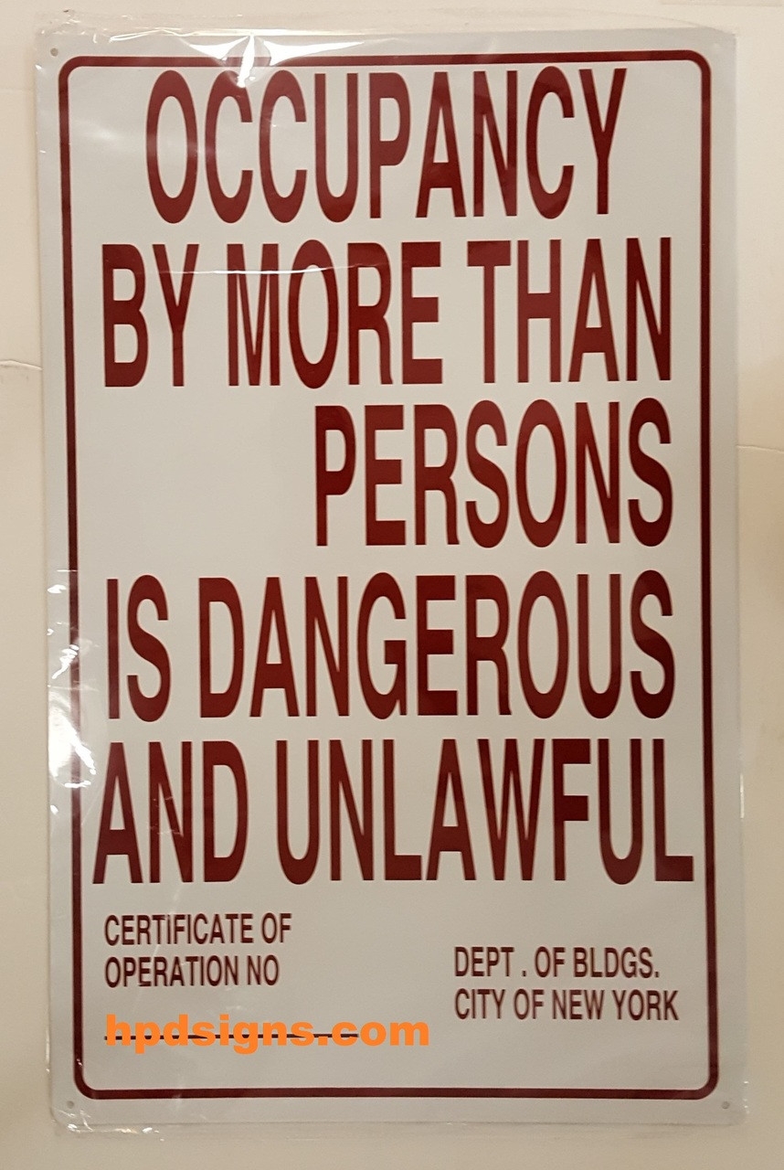NYC MAXIMUM OCCUPANCY Sign