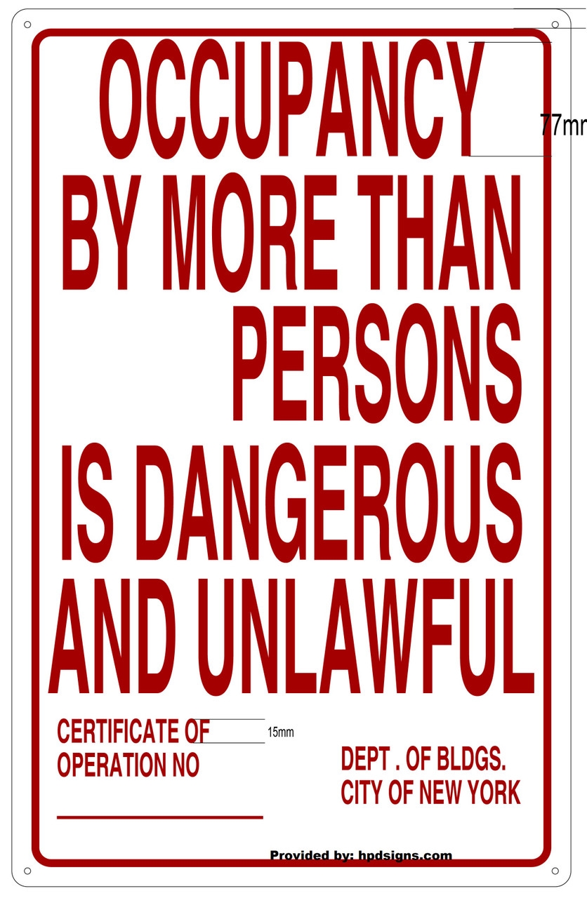 NYC OCCUPANCY SIGN